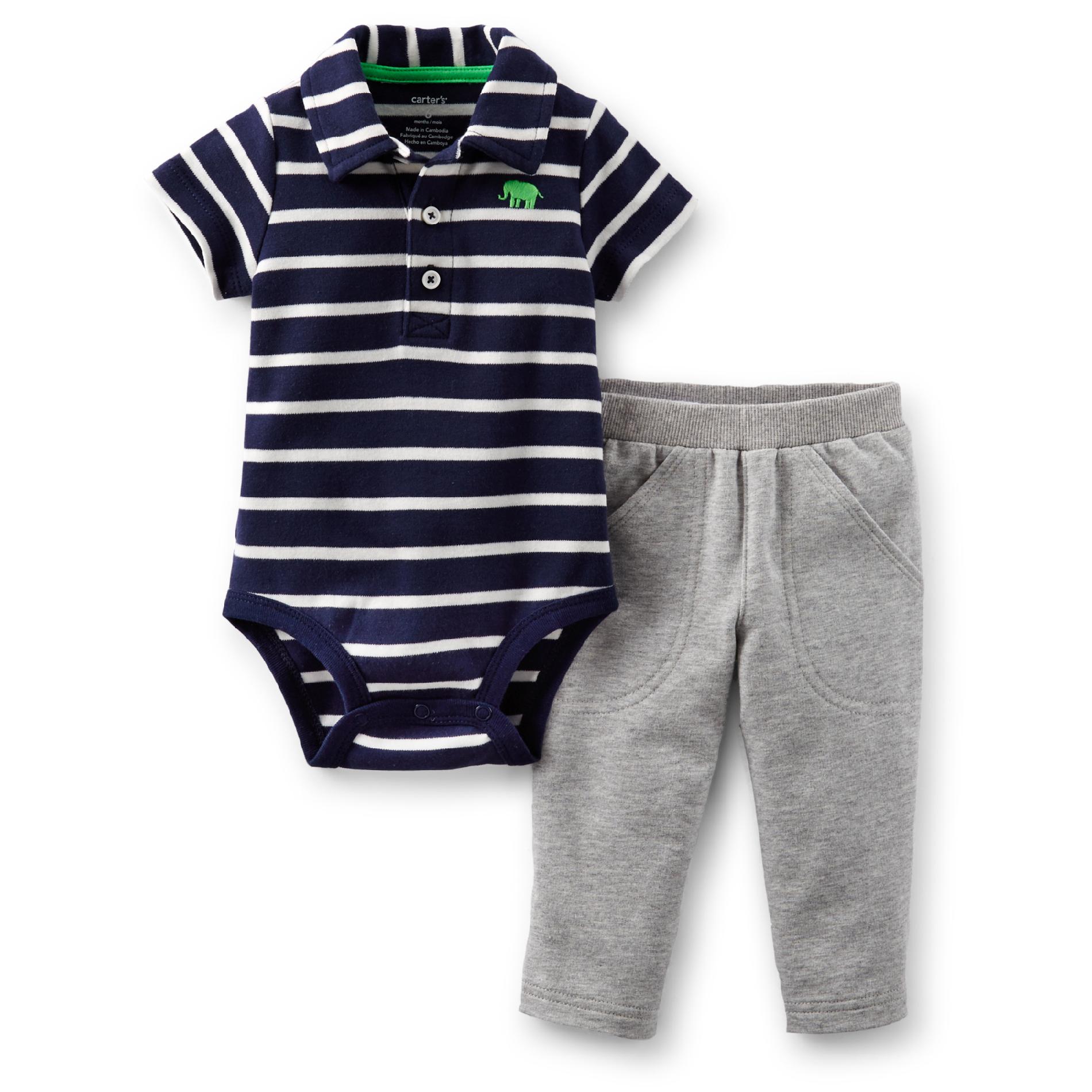 Carter's Newborn & Infant Boy's Polo Bodysuit & Sweatpants - Striped