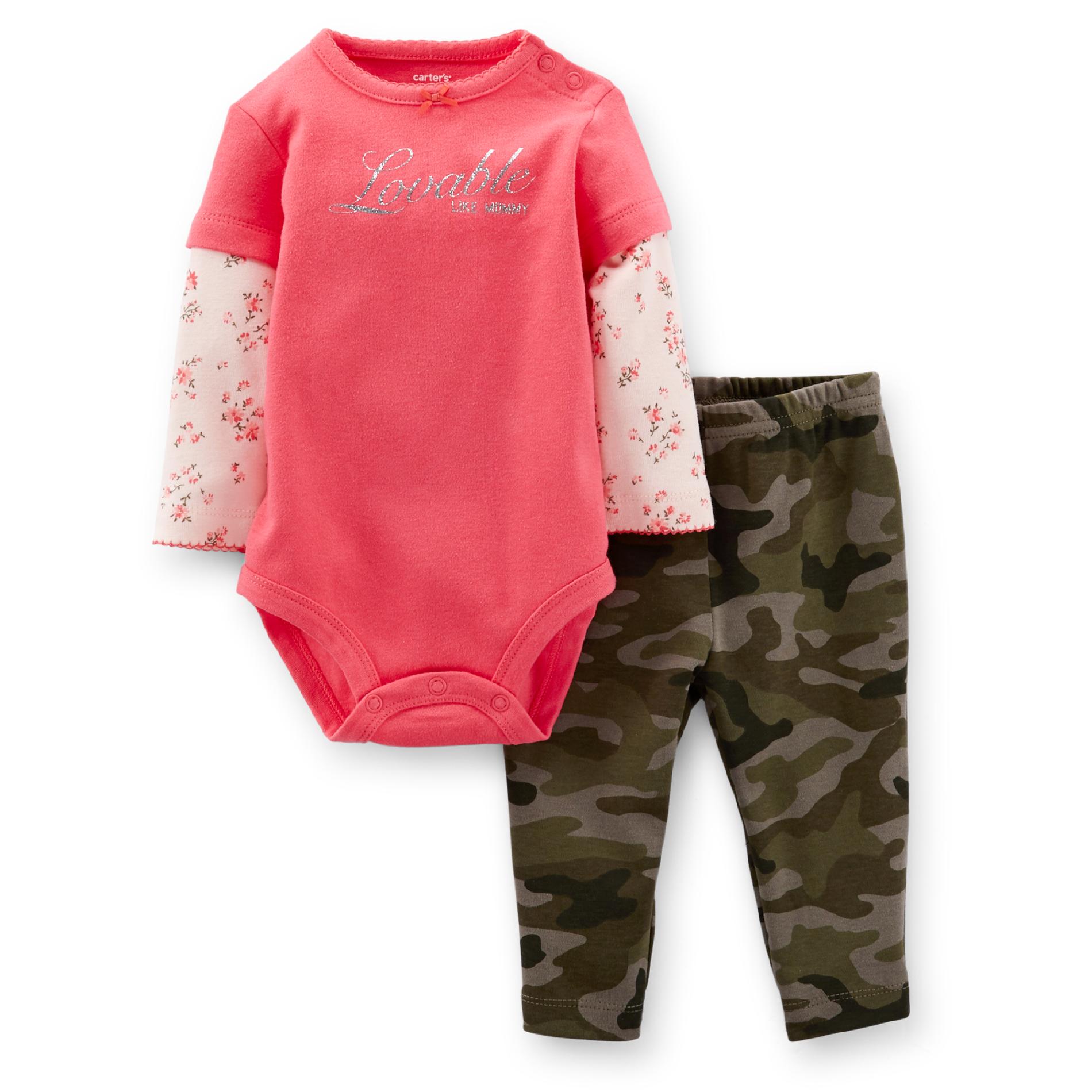 Carter's Infant & Newborn Girl's Long-Sleeve Bodysuit & Leggings - Lovable Like Mommy