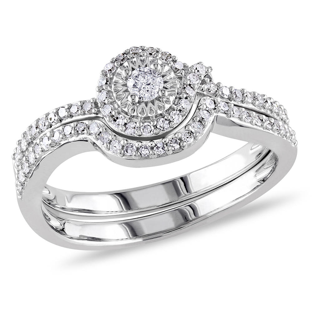 10k White Gold 0.33 CTTW Diamond Bridal Ring Set