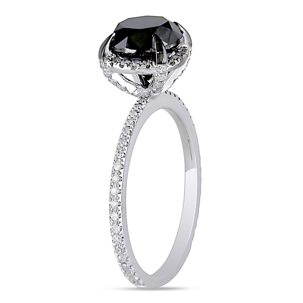 10k White Gold 2.75 CTTW Black and White Diamond Solitaire ring