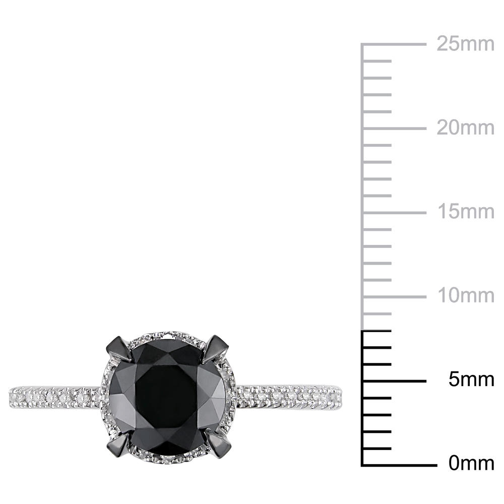 10k White Gold 2 CTTW Black and White Diamond Solitaire Ring