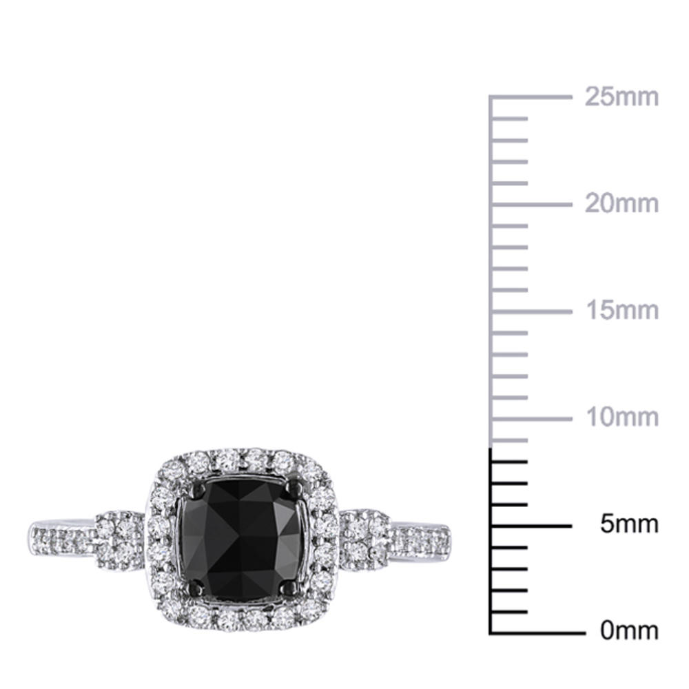 14k White Gold 1 CTTW Black and White Diamond Solitaire Ring