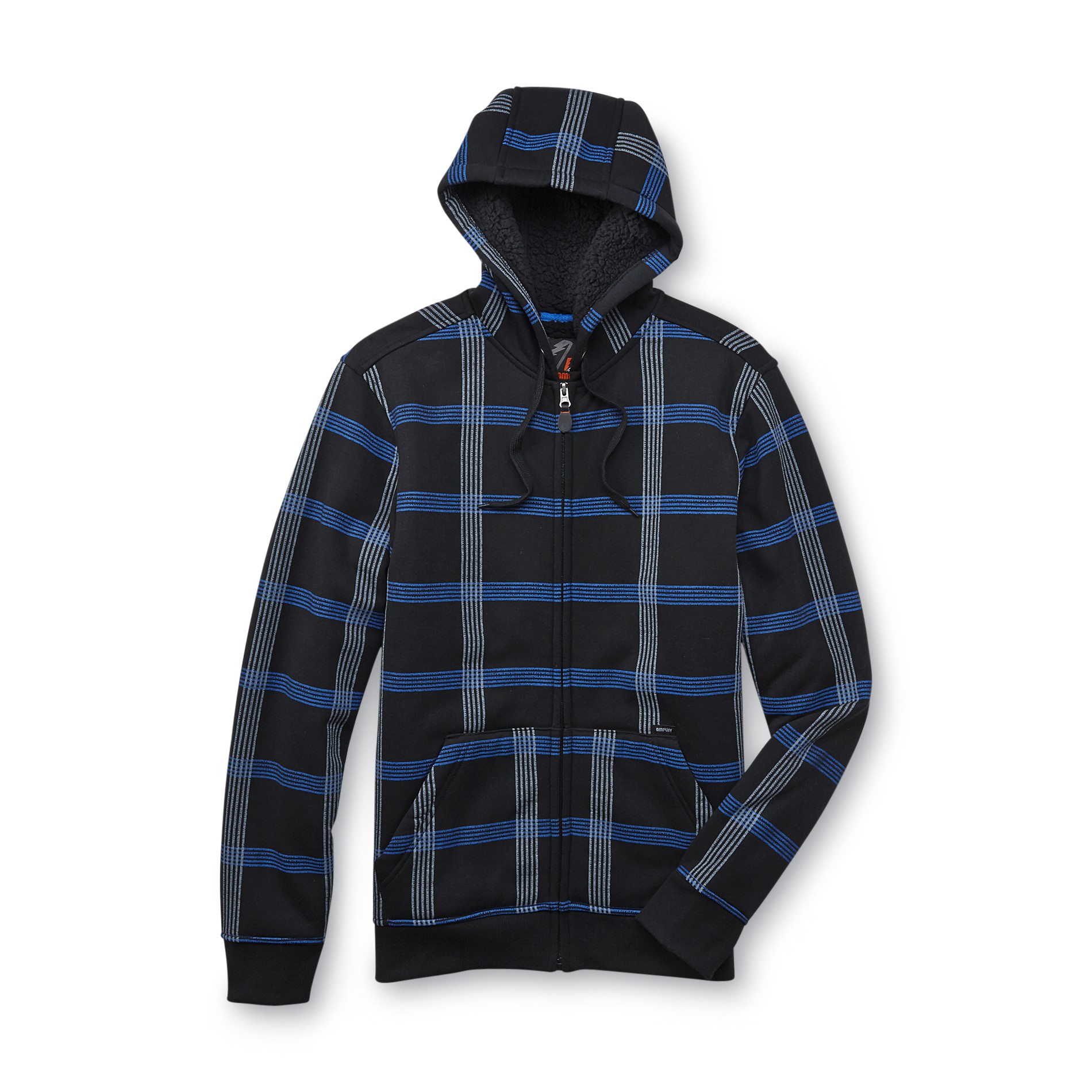 Amplify Young Men's Sherpa Hoodie Jacket - Plaid