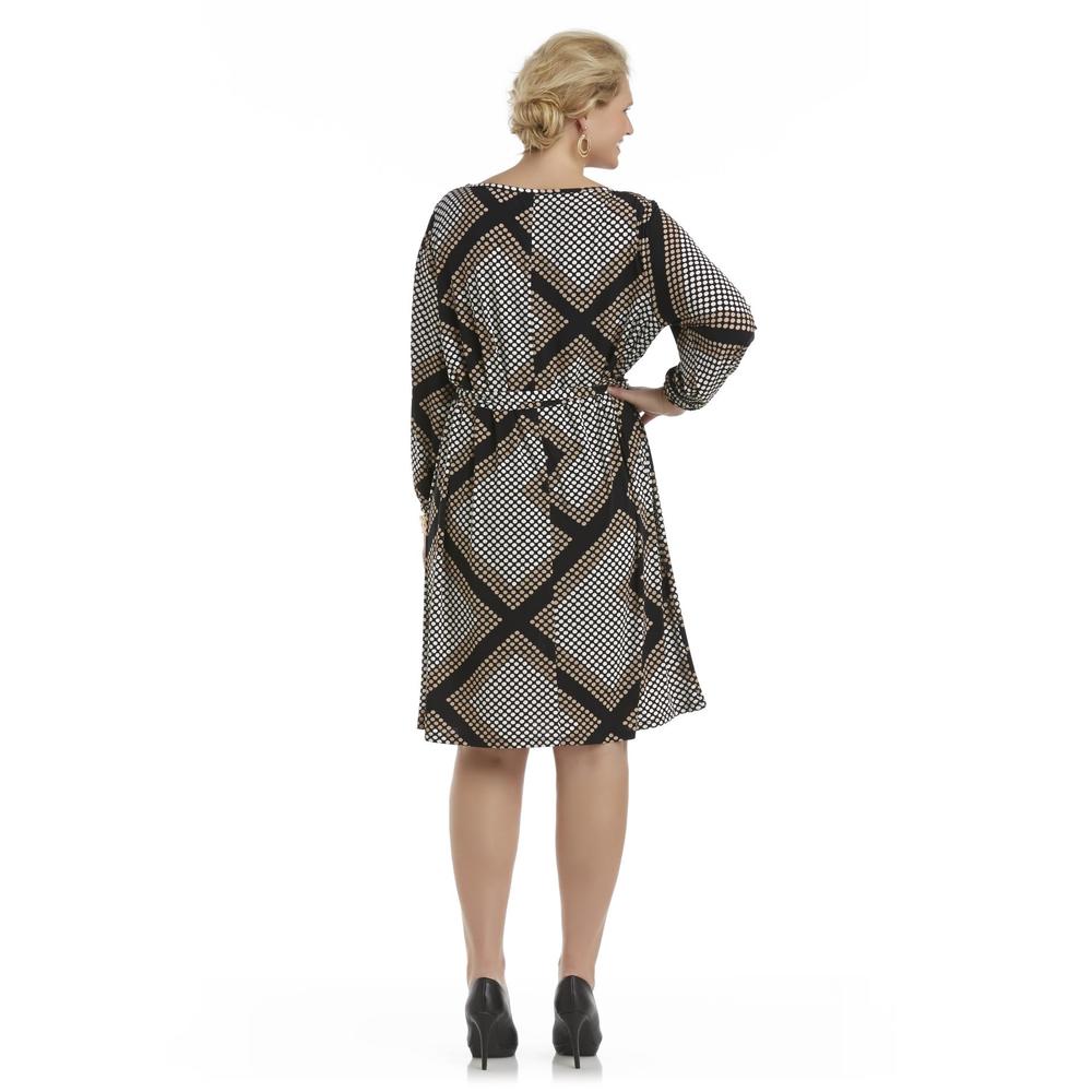 Another Thyme Women's Plus Long-Sleeve Knit Dress - Dot Print