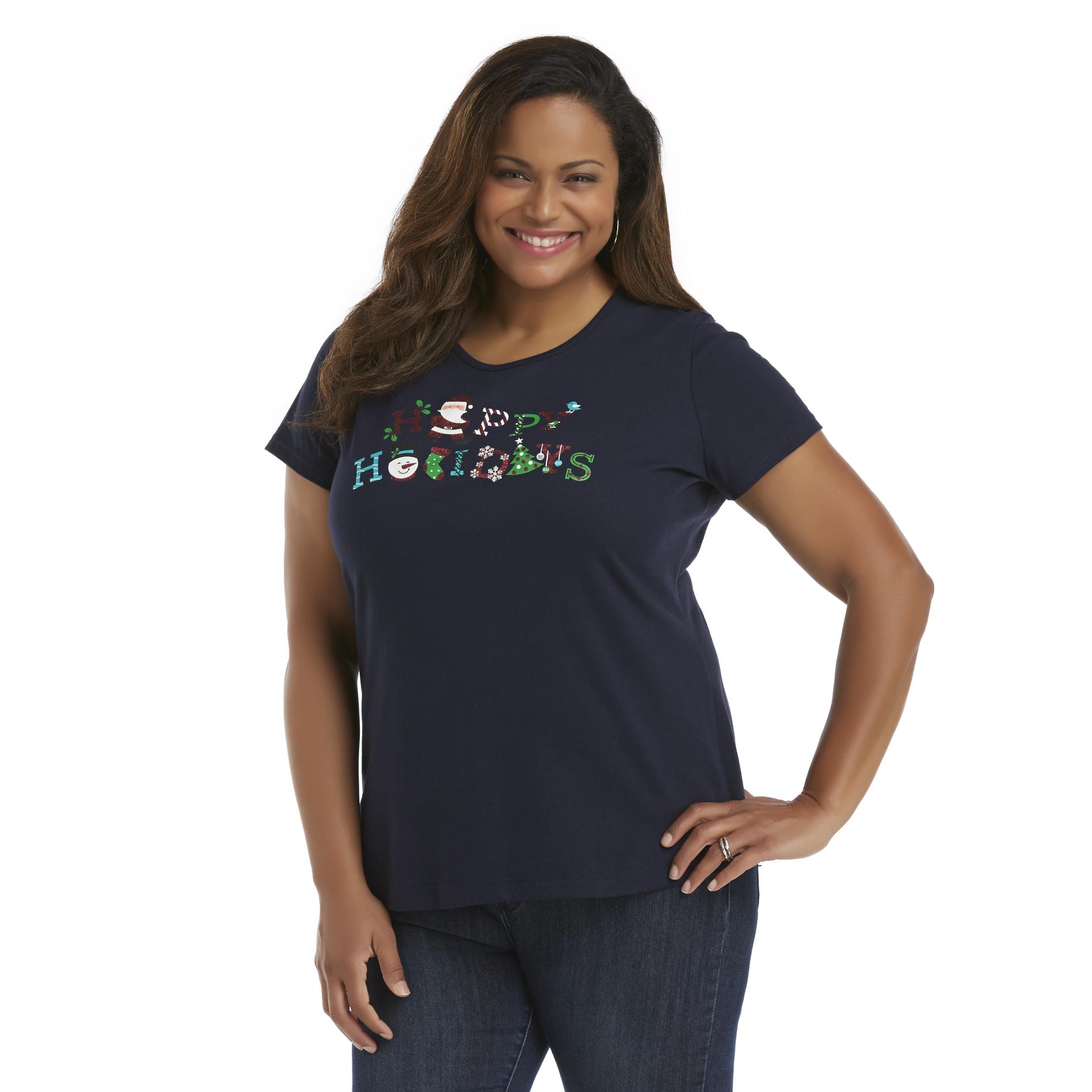 Holiday Editions Women's Plus Holiday Top - Happy Holidays