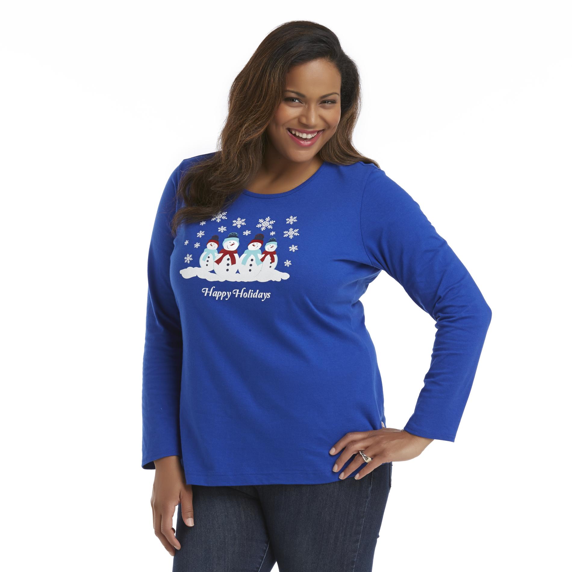 Holiday Editions Women's Plus Holiday Top - Snowmen