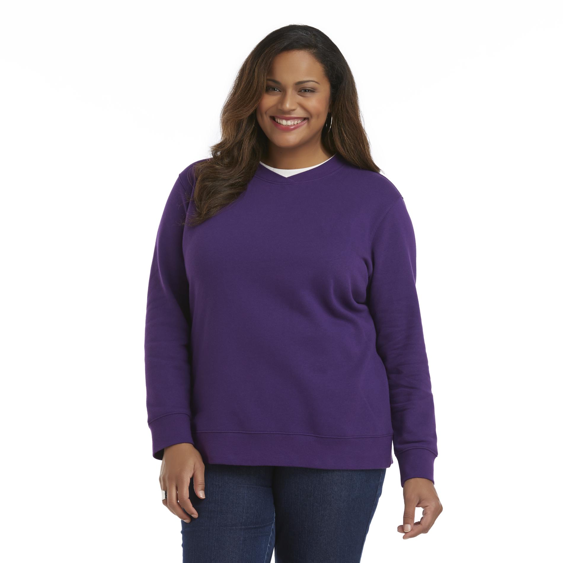 Laura Scott Women's Plus Layered Look Fleece Sweatshirt