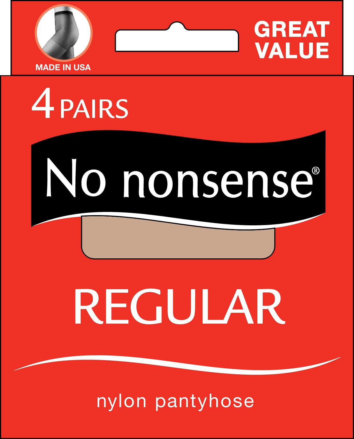 No Nonsense Women&#39;s Regular Pantyhose- 4 Pair Value Pack