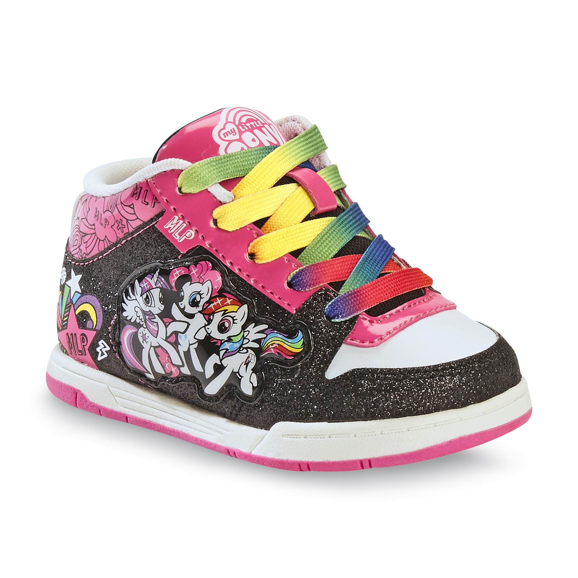 Hasbro My Little Pony Toddler Girl's Glittered Black/Multi High-Top Sneaker