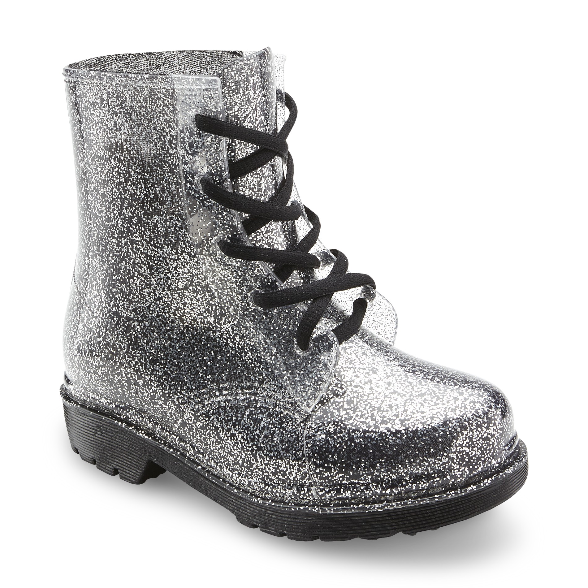 Josmo Girl's Silver/Glitter Combat Boot