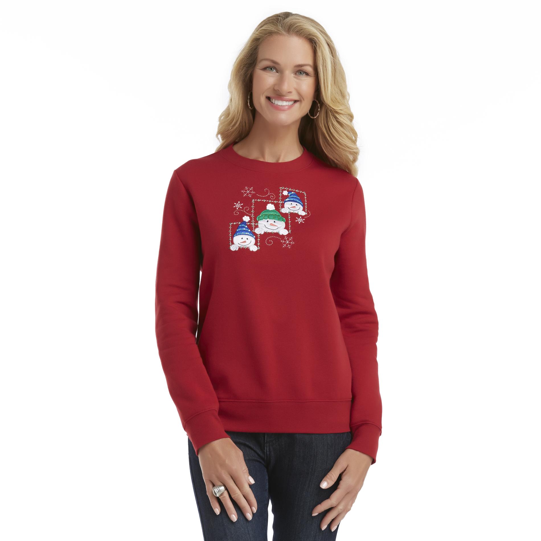 Holiday Editions Women's Christmas Fleece Sweatshirt - Snowmen