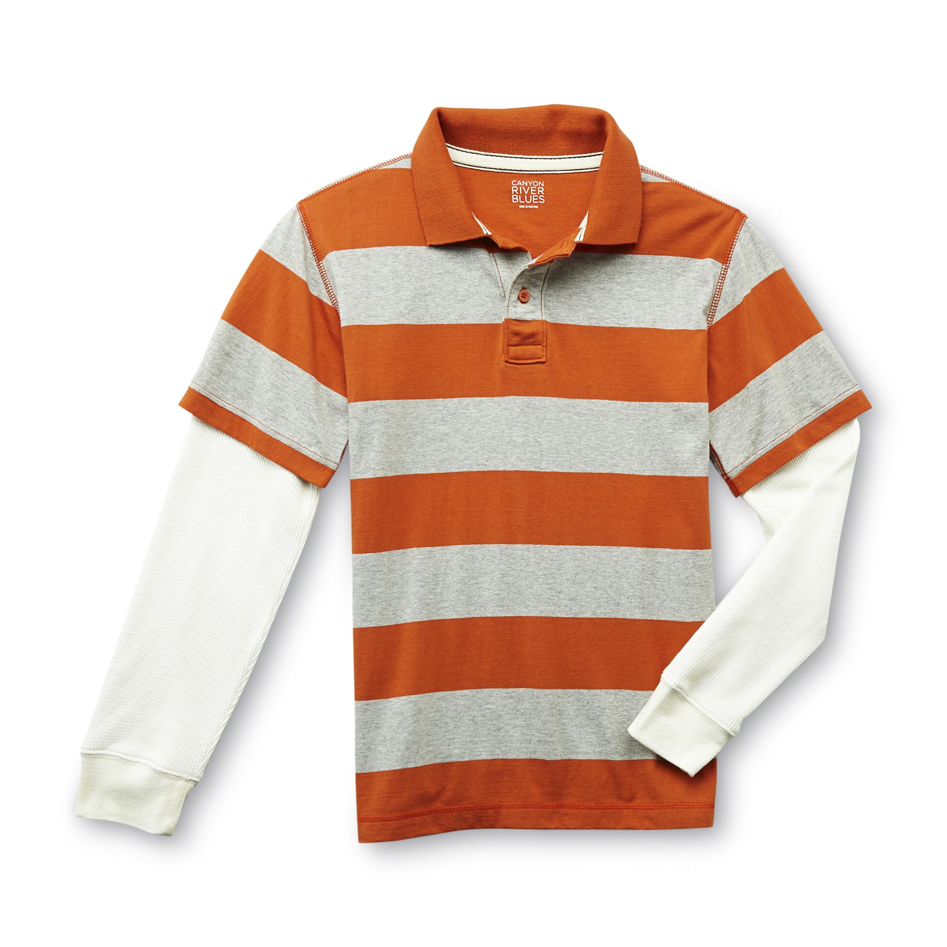 Canyon River Blues Boy's Layered-Look Polo Shirt - Rugby Stripes