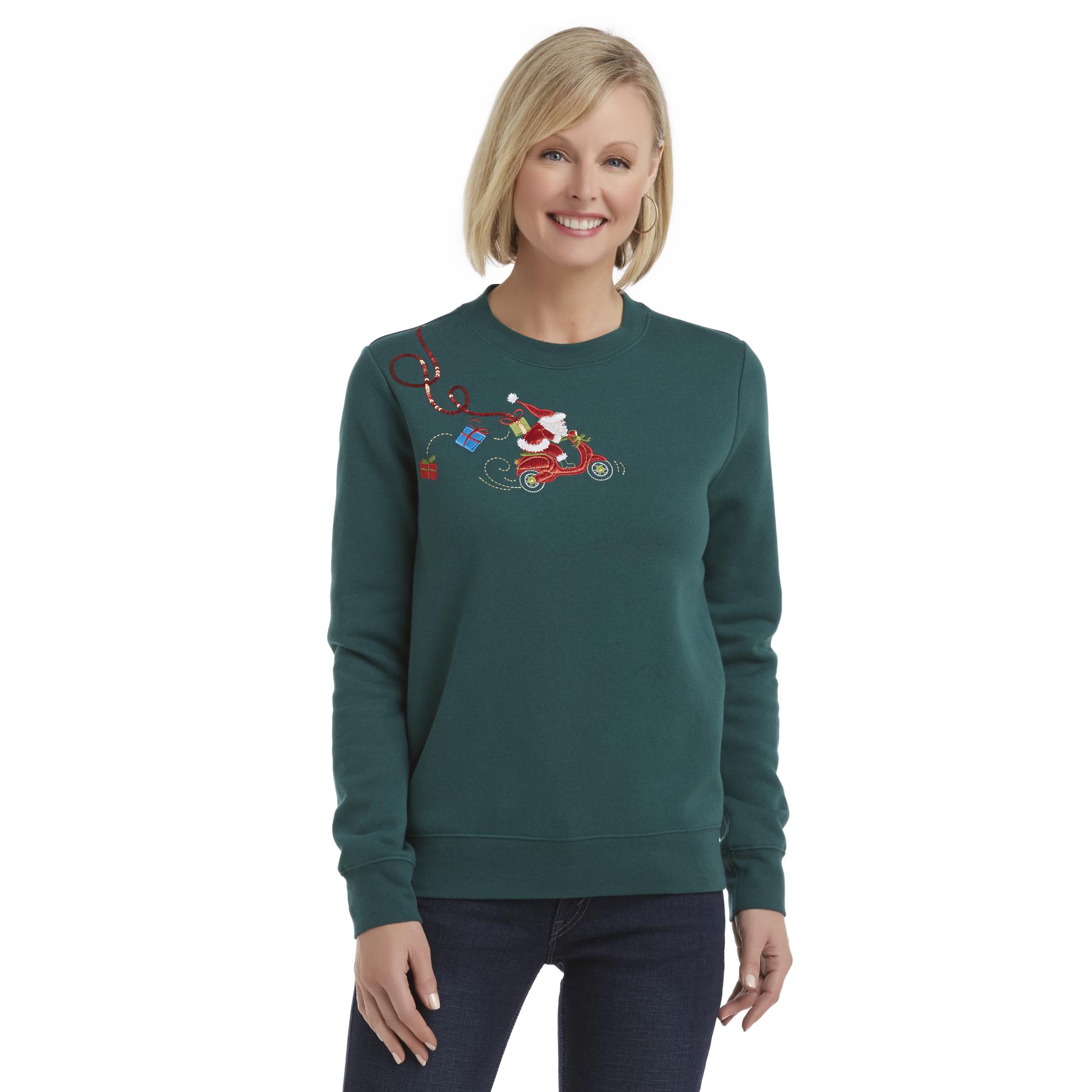 Holiday Editions Women's Christmas Fleece Sweatshirt - Santa
