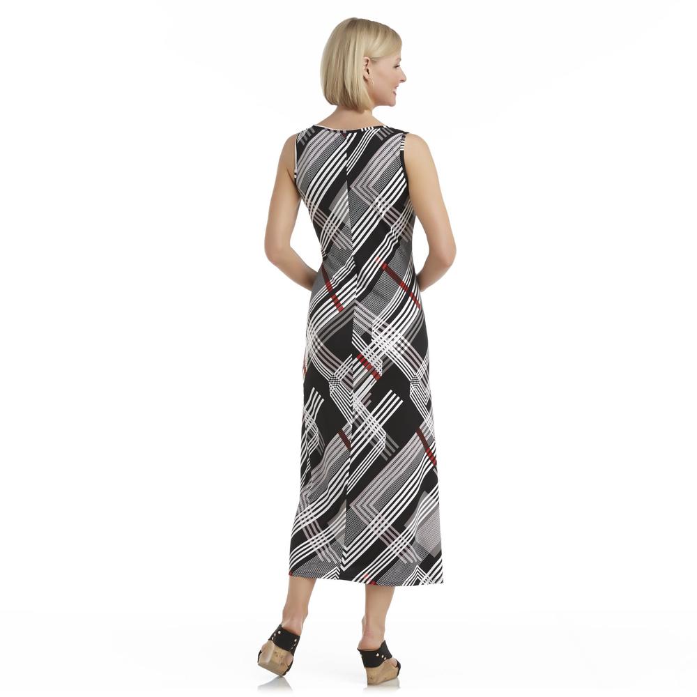 Basic Editions Women's Sleeveless Tank Maxi Dress - Modern Plaid