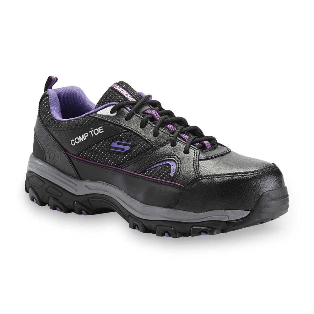 Skechers Women's Tottle Black/Purple Comp Toe Work Shoe