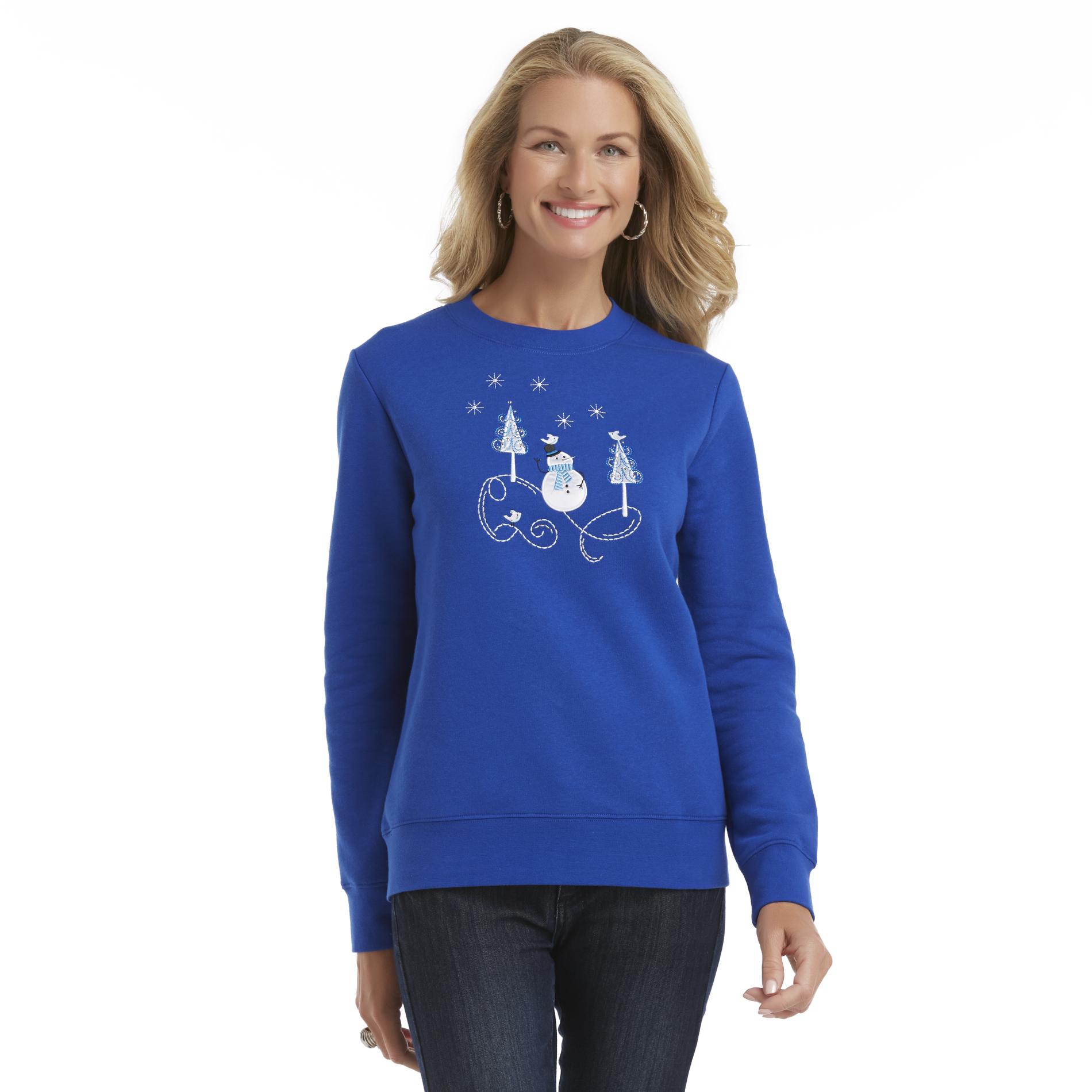 Holiday Editions Women's Christmas Fleece Sweatshirt - Snowman