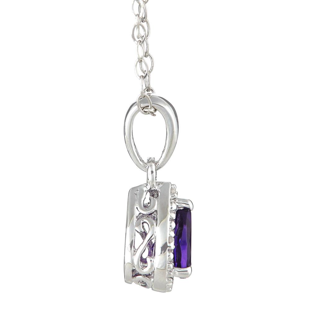 New York City Diamond District Sterling Silver 6x4mm Pear Shaped Gemstone with Diamond Accent Pendant