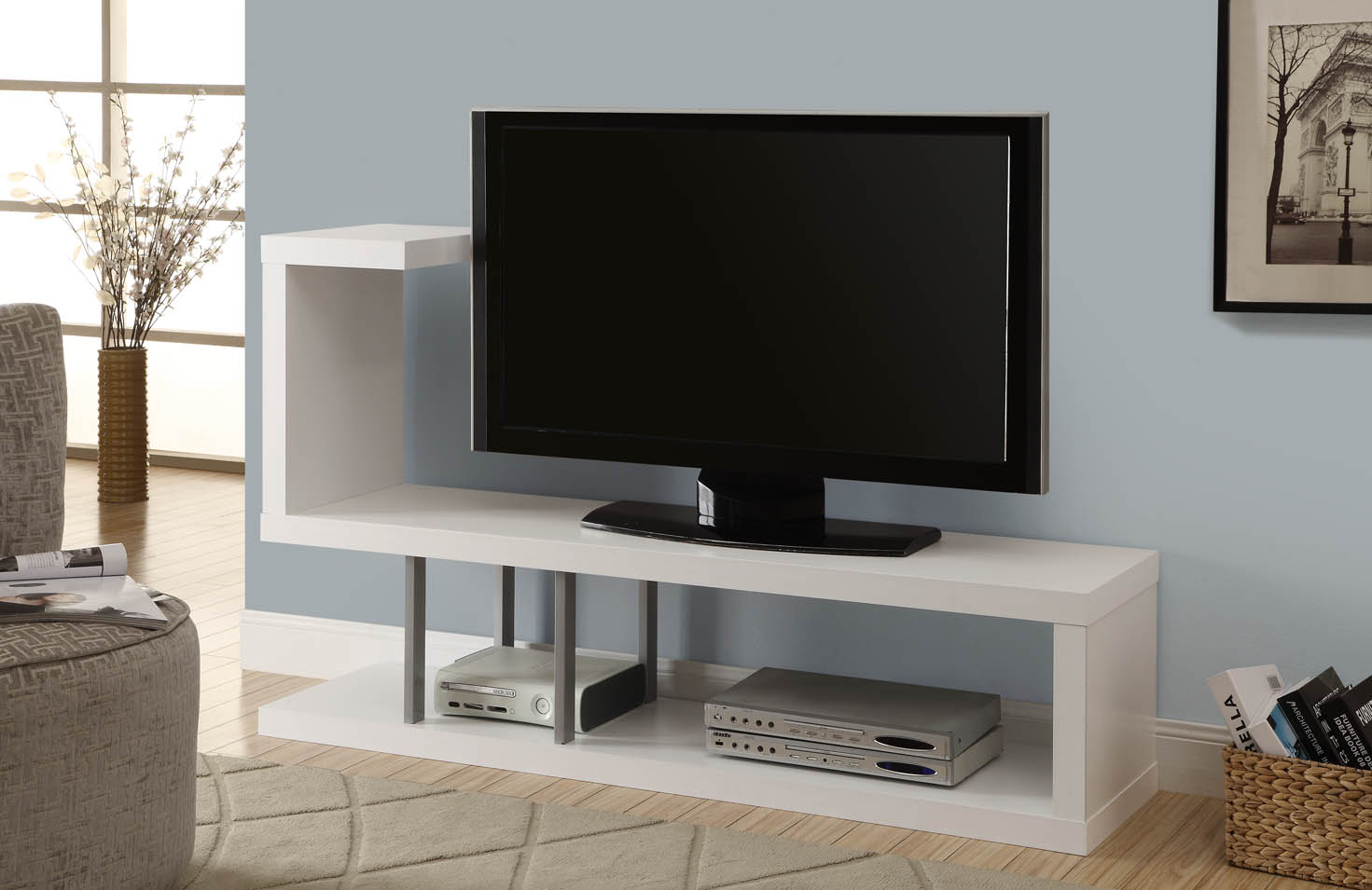 Monarch Specialties TV STAND - 60"L / WHITE