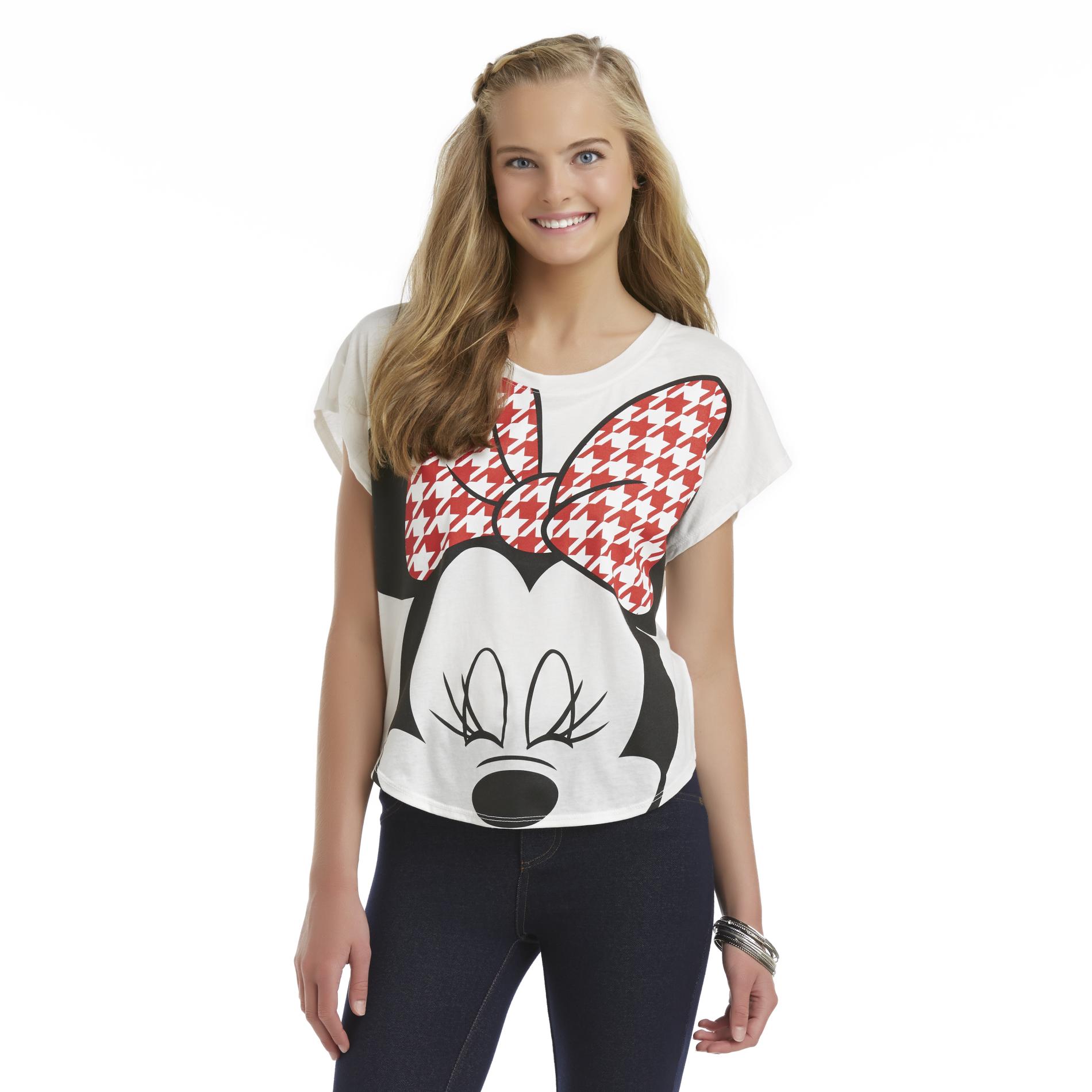 Bongo Minnie Mouse Junior's T-Shirt - Houndstooth Check