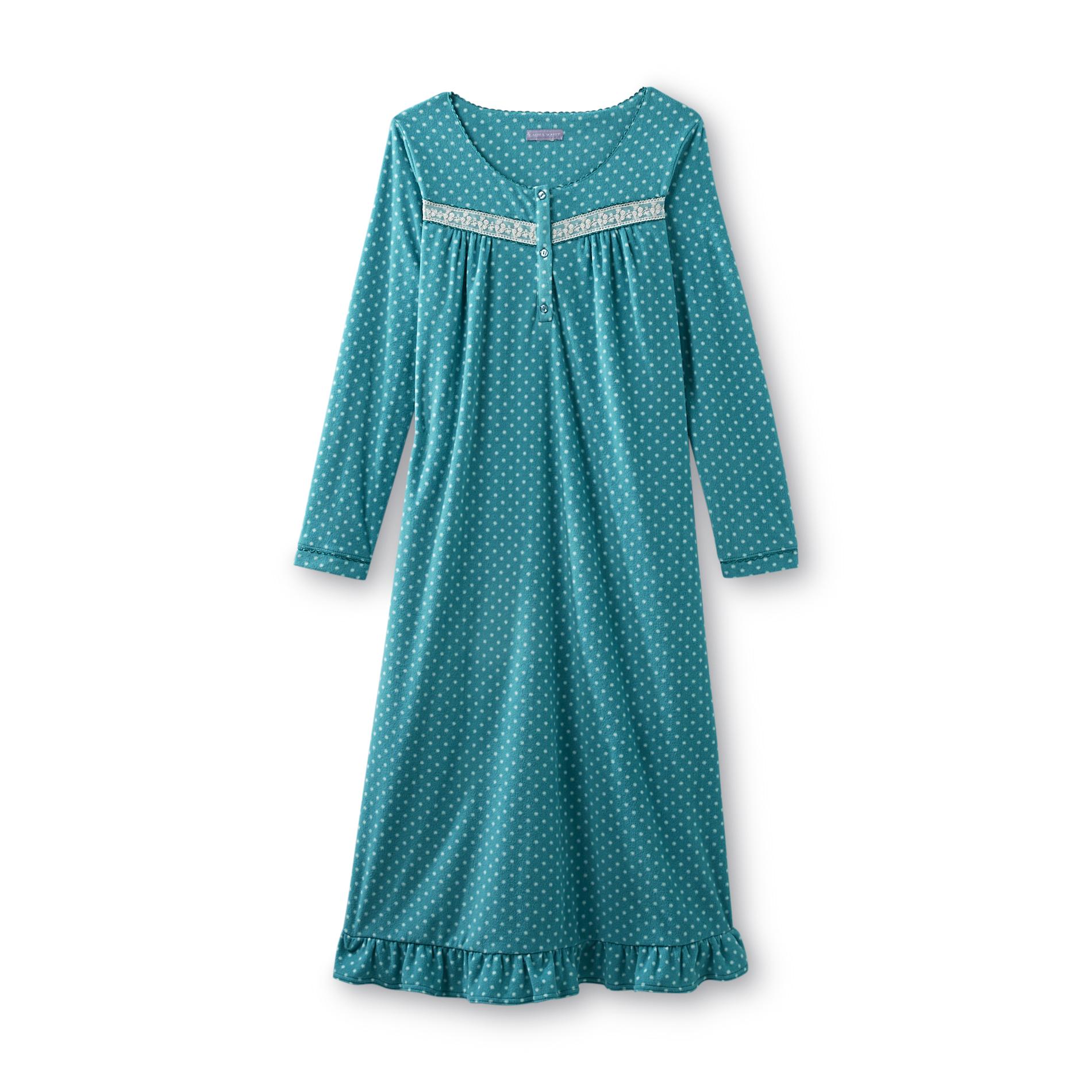 Laura Scott Women's Fleece Nightgown - Polka Dot