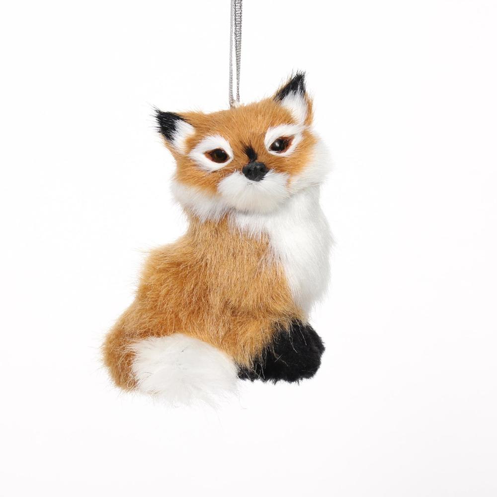 Donner & Blitzen Incorporated Faux Furry Fox Christmas Ornament- Bown