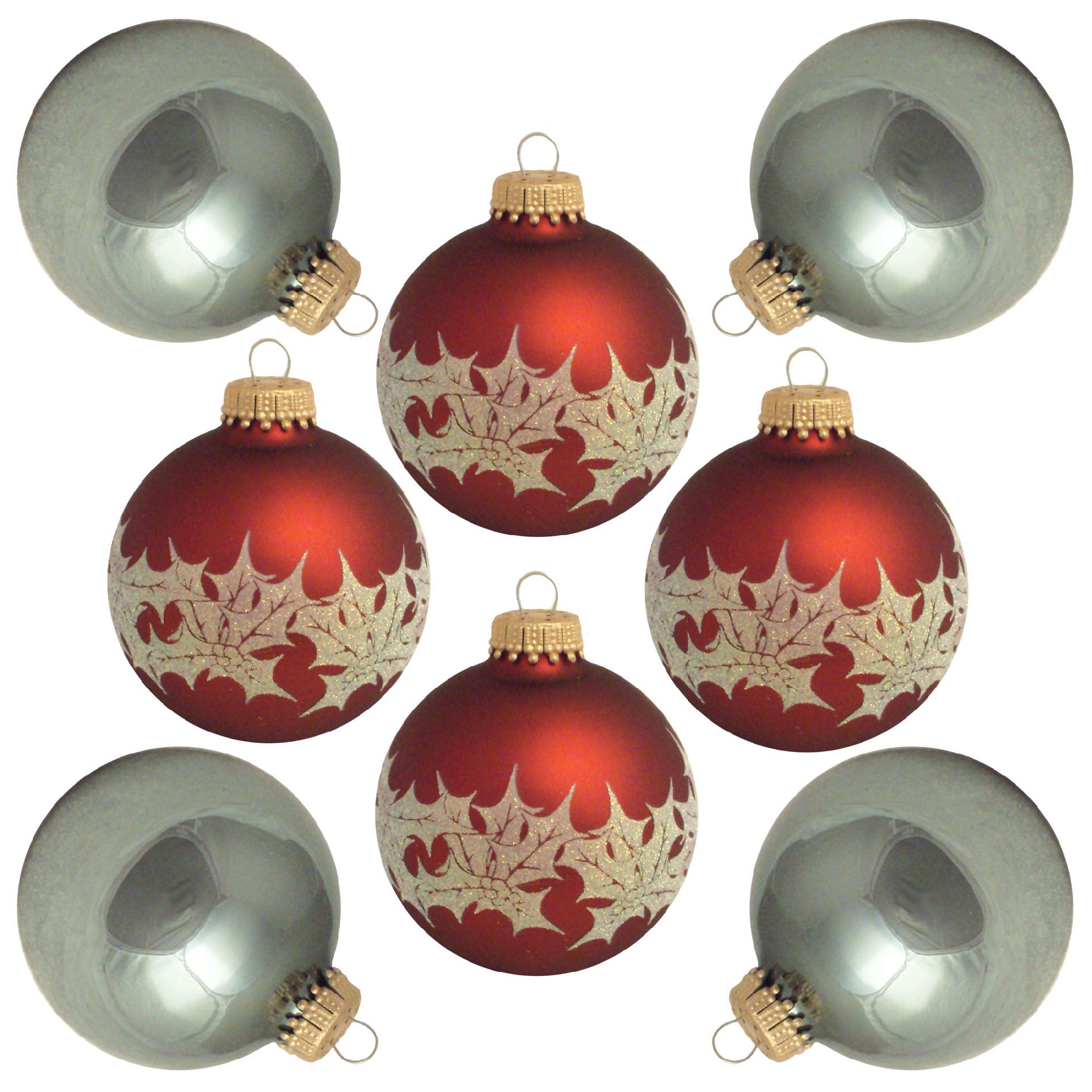 Christmas by Krebs Glass Christmas Ornaments- 8 ct. Silver and Red