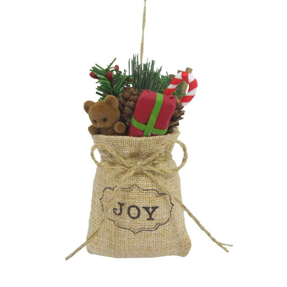 Donner & Blitzen Incorporated Mini "Joy" Burlap Bag Christmas Ornament