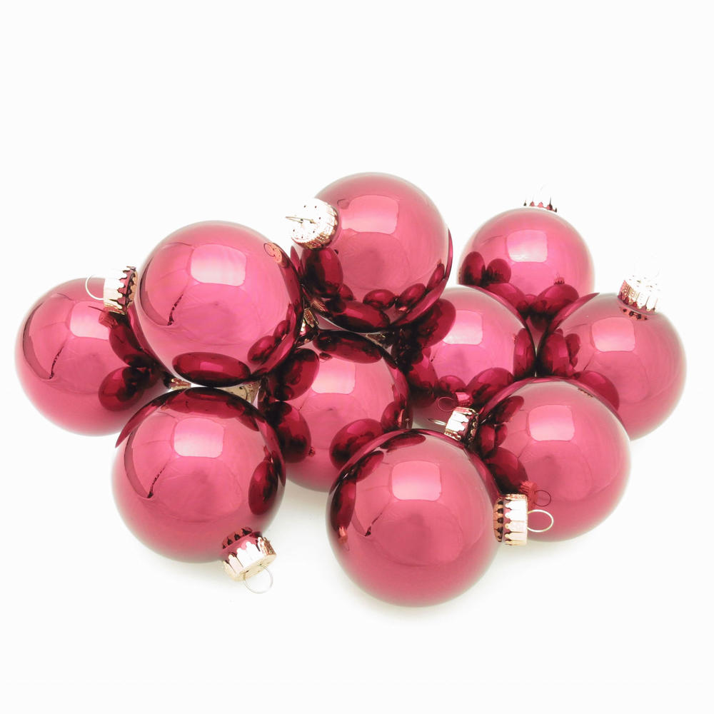 Donner & Blitzen Incorporated 12 Count Glass Christmas Ornaments- Shiny Burgundy