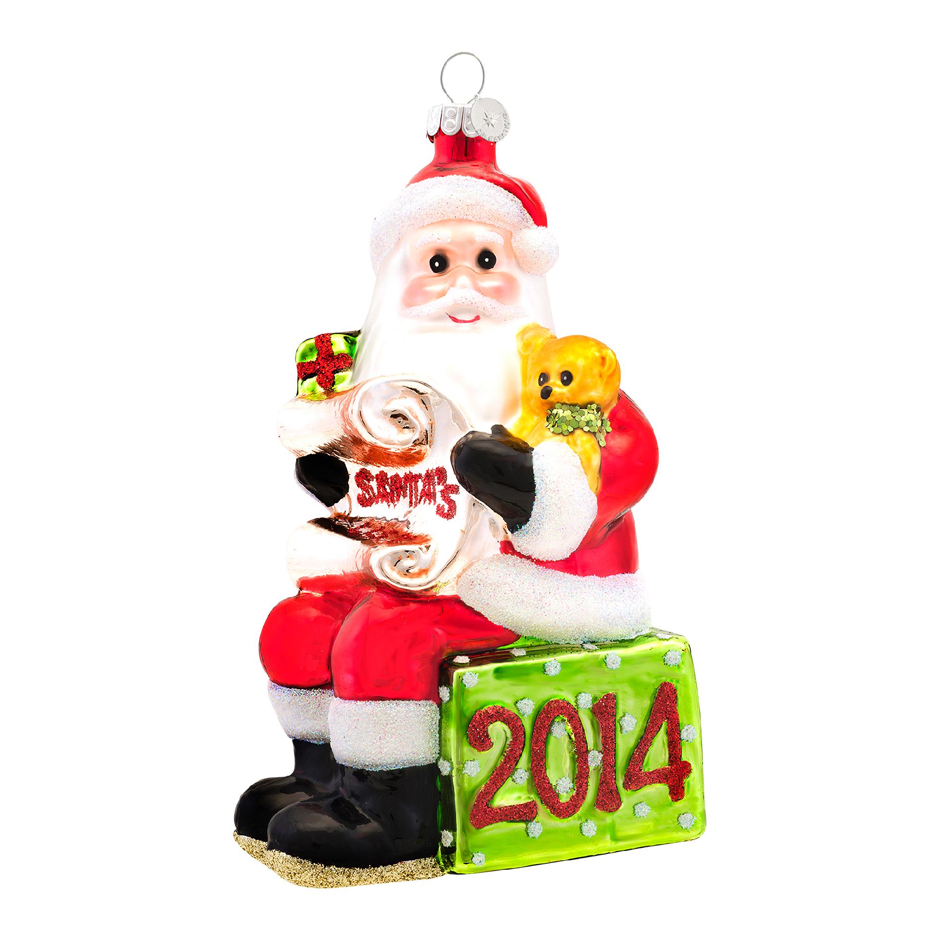 Celebrations by Radko 5 In. Dated Santa with List Christmas Glass Ornament