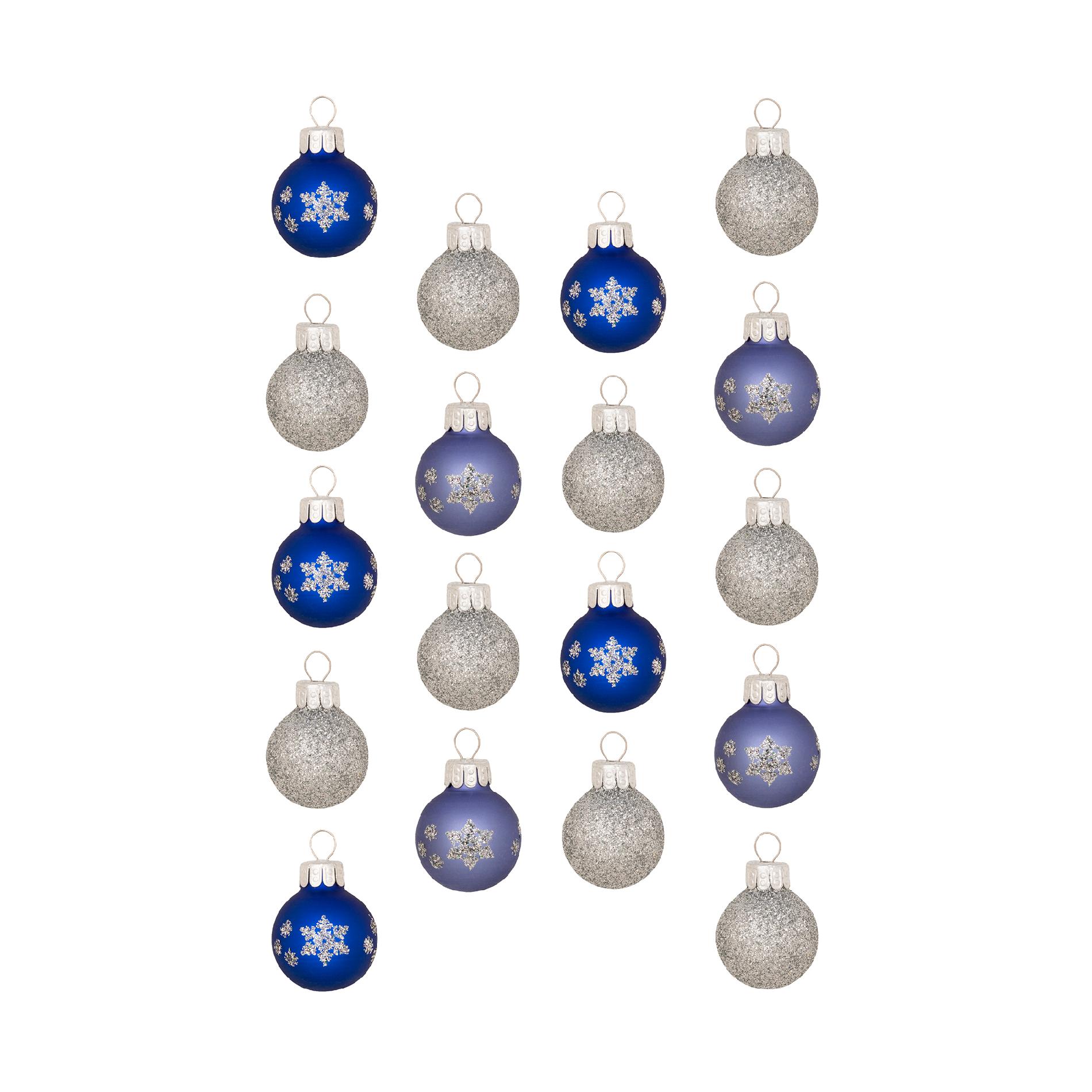 Celebrations by Radko &#174; 1" Rounds - Blue and Silver Snowflakes, 18 ct