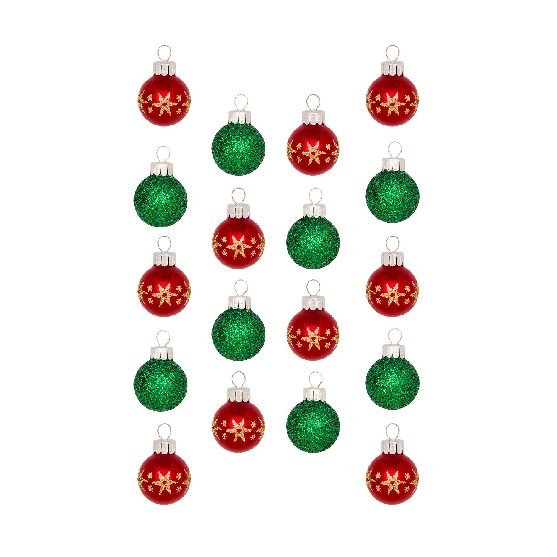 Celebrations by Radko &#174; 1" Rounds - Red and Green Starbursts, 18 ct