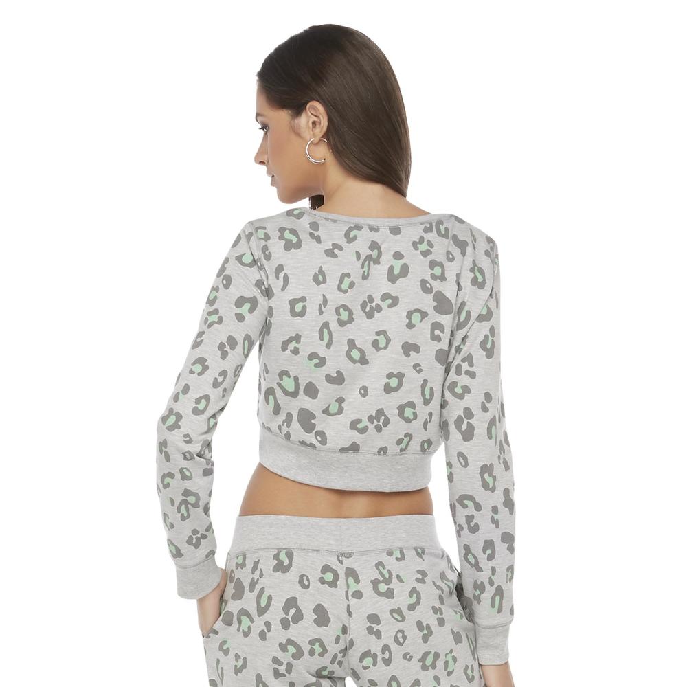 Kardashian Kollection Women's French Terry Cropped Top - Leopard Print