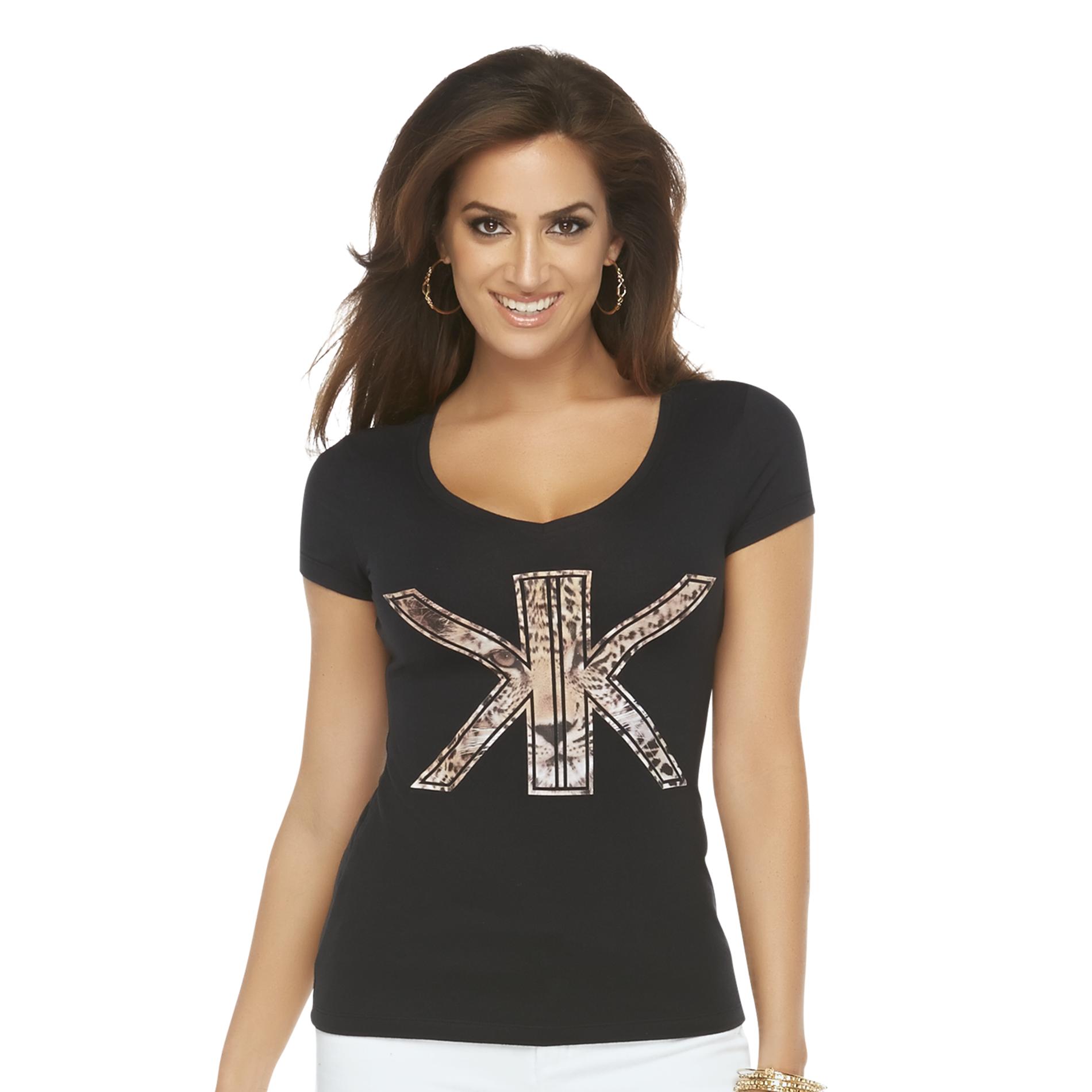 Kardashian Kollection Women's Logo T-Shirt - Leopard Print