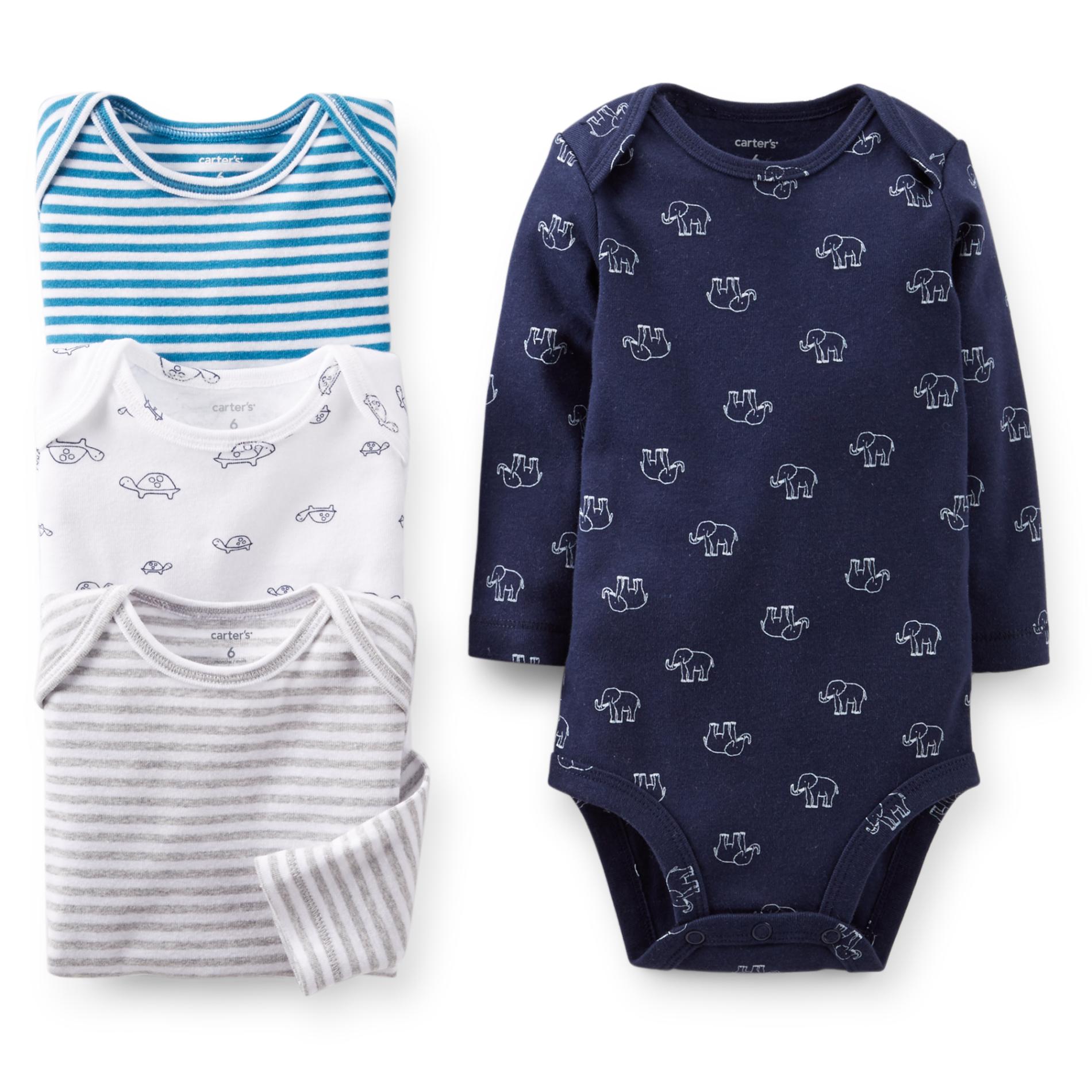 Carter's Newborn & Infant Boy's 4-Pack Bodysuits - Animals & Striped
