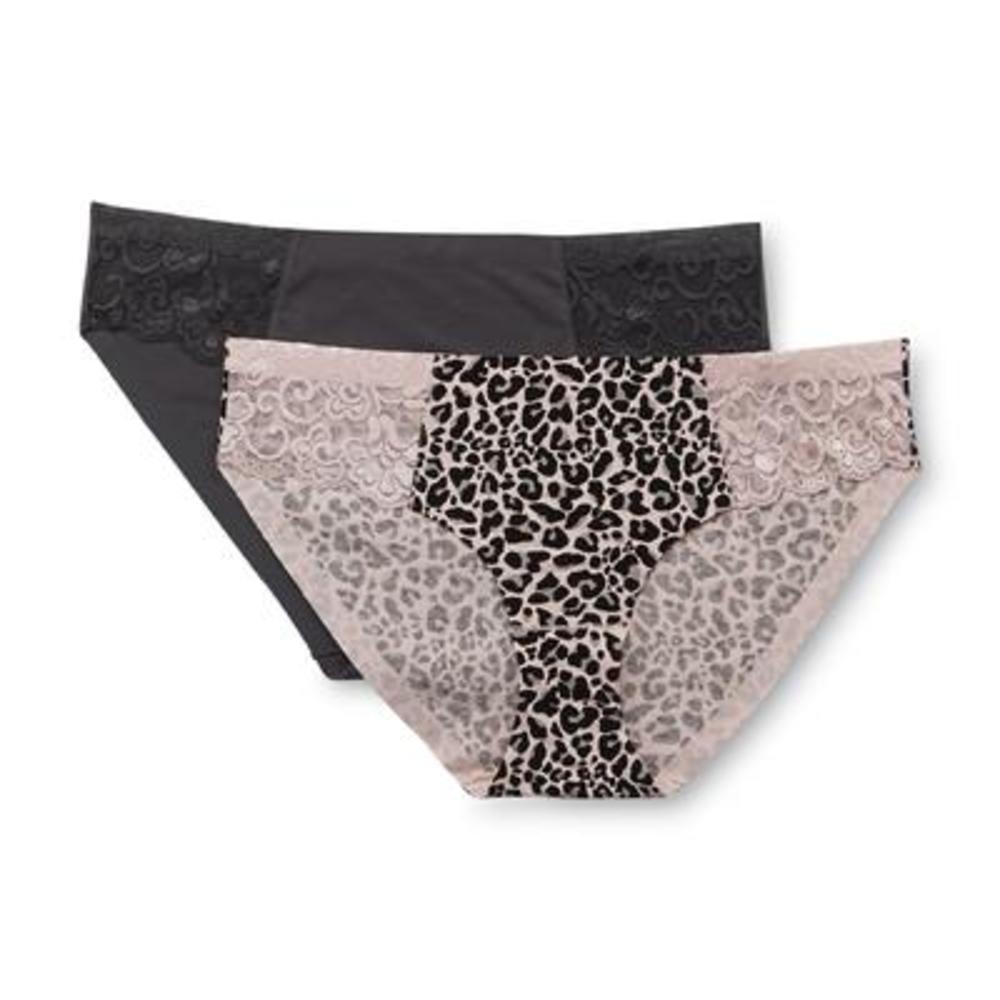 Imagination by Lamour Women's 2-Pack Lace Bikini Panties - Leopard Print