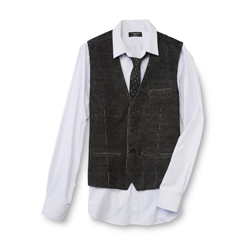 Attention Men's Dress Shirt  Vest & Necktie