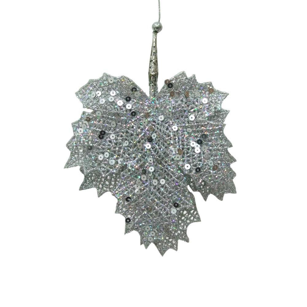 Donner & Blitzen Incorporated Leaf Christmas Ornament- Silver