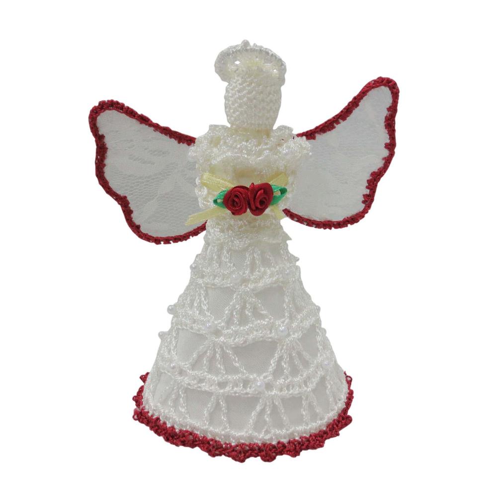 Donner & Blitzen Incorporated 6" Red Crochet Angel Ornament