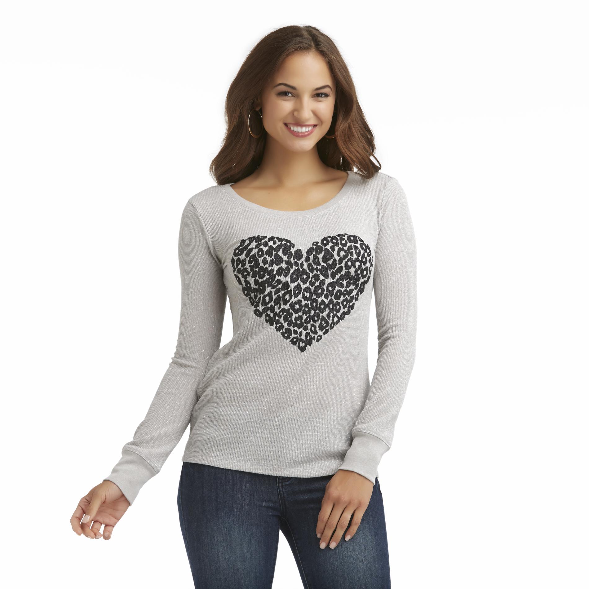 Joe Boxer Women's Textured Thermal Shirt Leopard