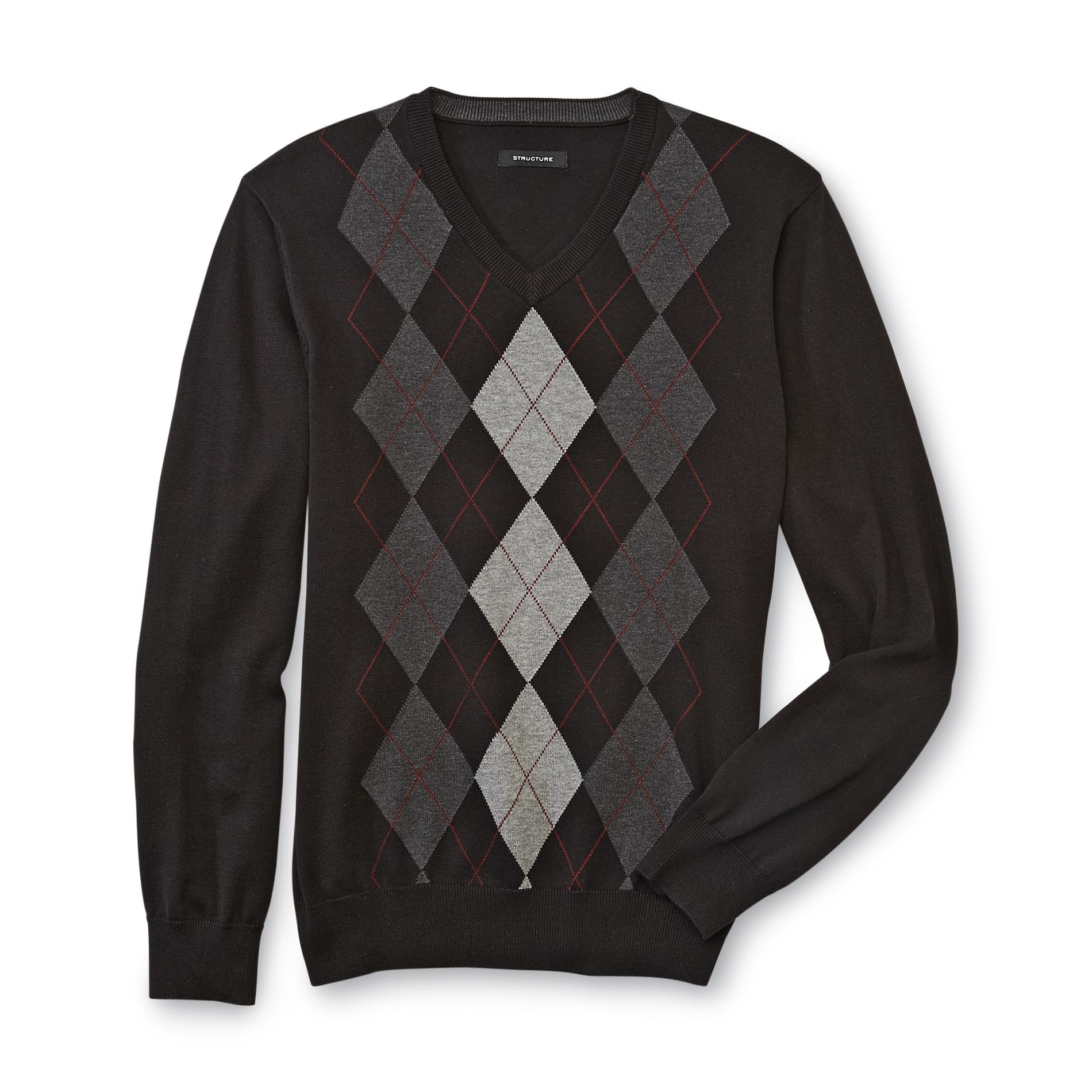 Structure Men's V-Neck Sweater - Argyle
