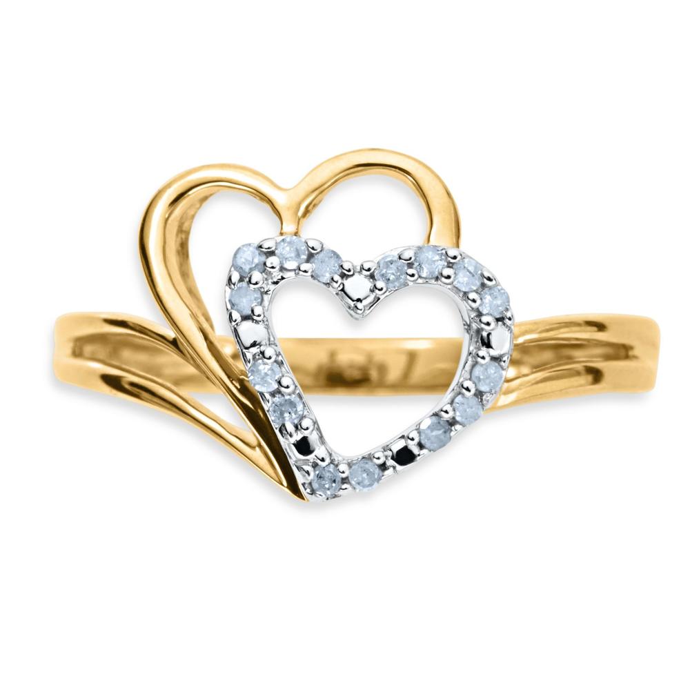 Love, me&#153; 1/5 Cttw. Diamond Yellow Gold Over Silver Hearts Ring