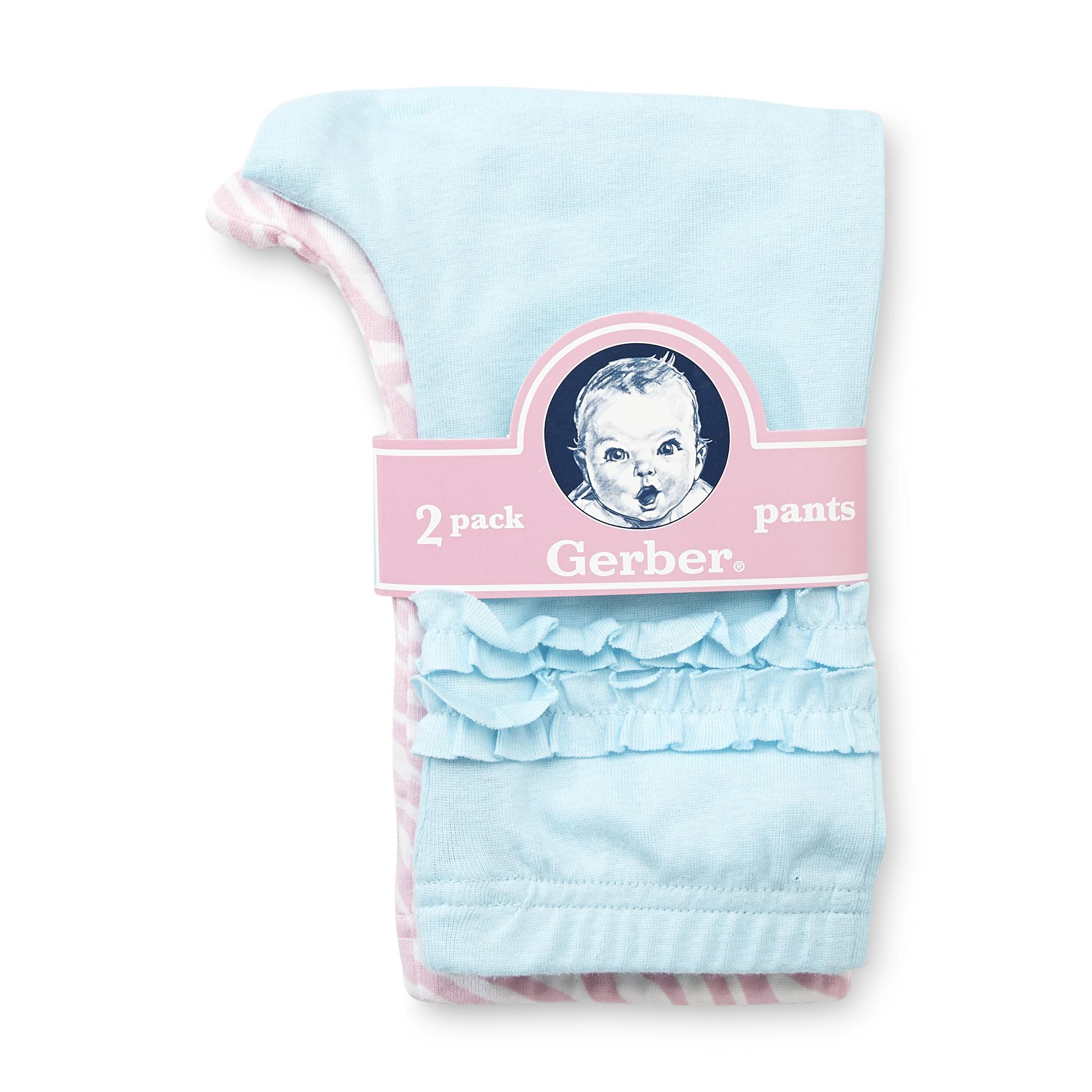 Gerber Newborn Girl's 2-Pack Knit Pants - Zebra