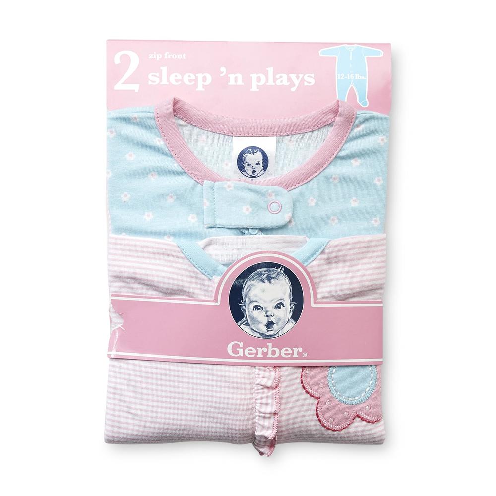 Gerber Newborn Girl's 2-Pack Sleep 'n Play Sleepers - Floral & Striped