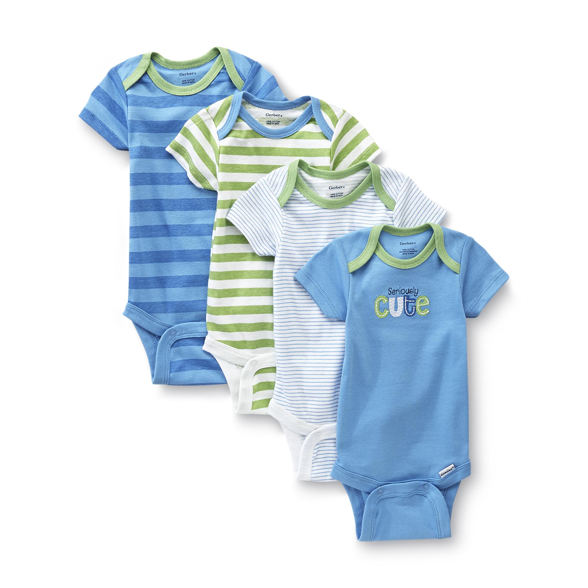 Gerber Newborn Boy's 4Pack Onesies Seriously Cute