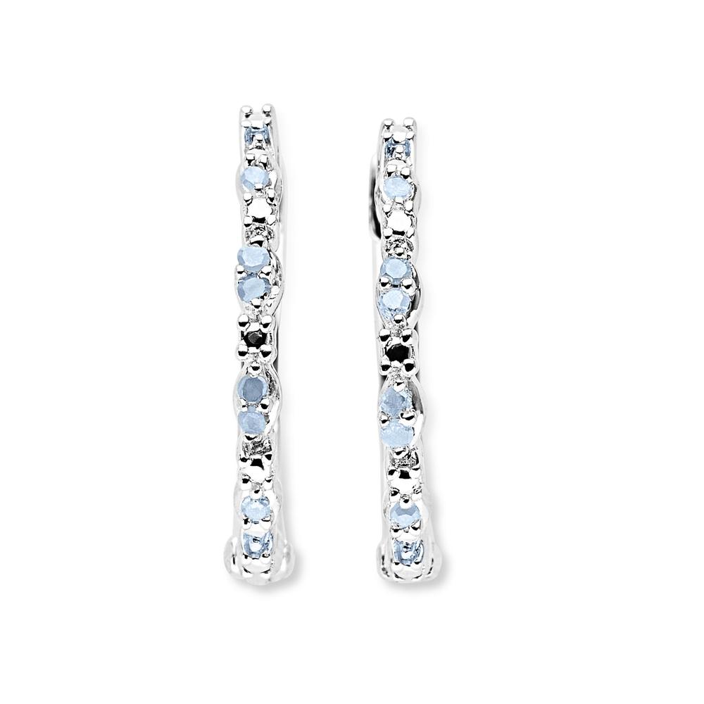 1/10 Cttw. Diamond Sterling Silver Hoop Earrings