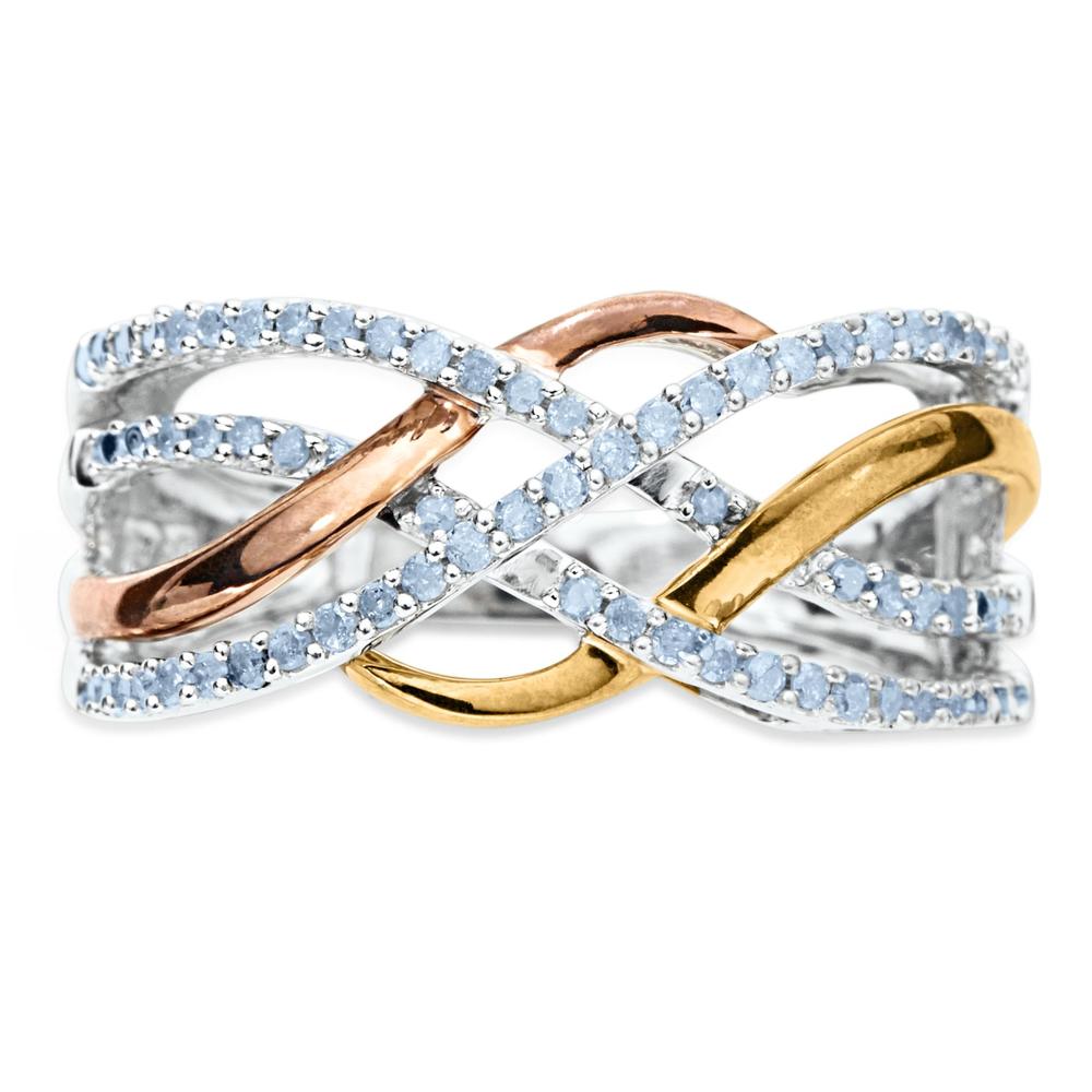 Love, me&#153; 1/4 Cttw. Diamond Sterling Silver Tri-Color Braided Ring