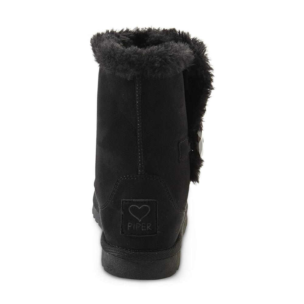 Piper & Blue Girls Aany Black 7" Faux Fur Boots