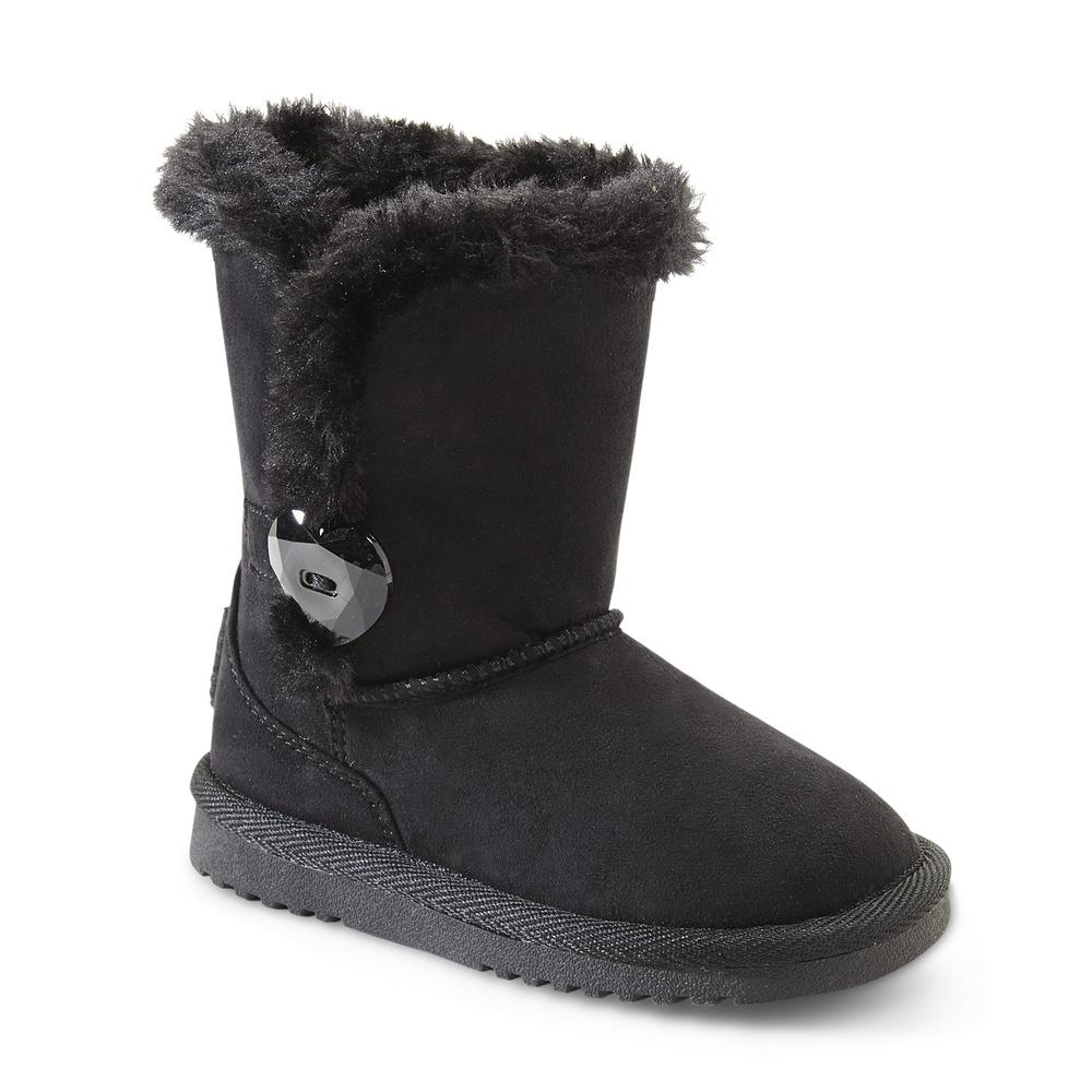 Piper & Blue Girls Aany Black 7" Faux Fur Boots