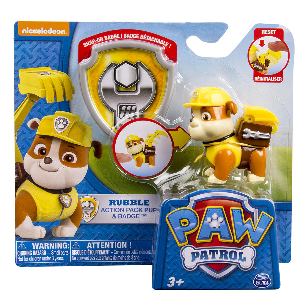 Paw Patrol - Action Pack Pup & Badge - Rubble