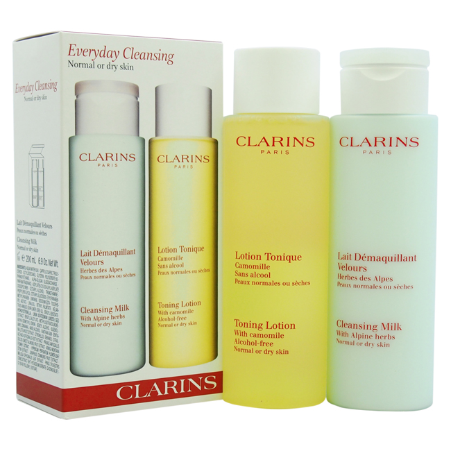 Clarins Everyday Cleansing Kit - Normal or Dry Skin by  for Unisex - 2 Pc Kit 6.9oz Cleansing Milk  6.8oz Toning Lotion